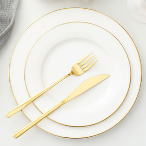 Customizable Decal Designs White and Gold Charger Plates Bone China